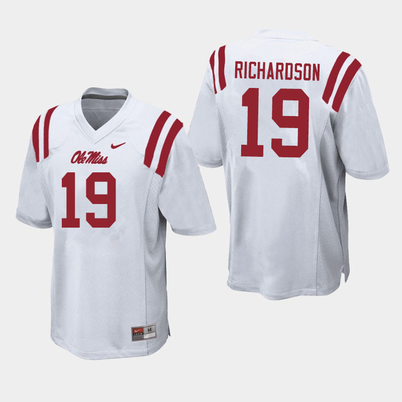 Jamar Richardson Ole Miss Rebels NCAA Men's White #19 Stitched Limited College Football Jersey RRW5558AB